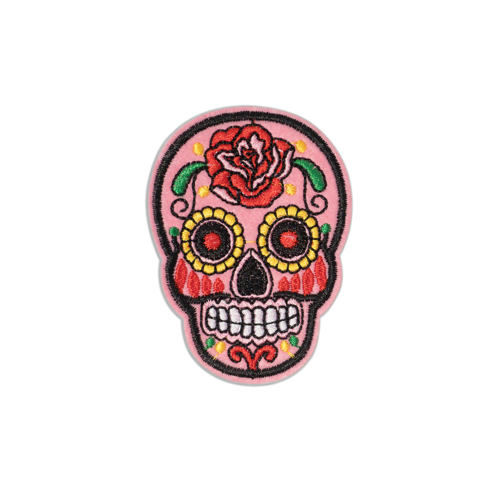Cool Pups Iron-On Patches: Pink Skeleton Day Of The Dead