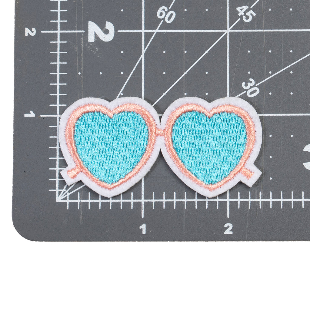 Cool Pups Iron-On Patches:  Heart Sunglasses Pink Frame