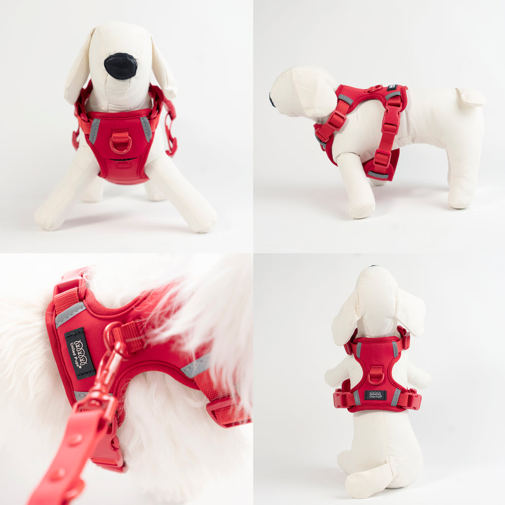 United Pups Cool Pups Red Designer Dog Harness with Tracking Pocket