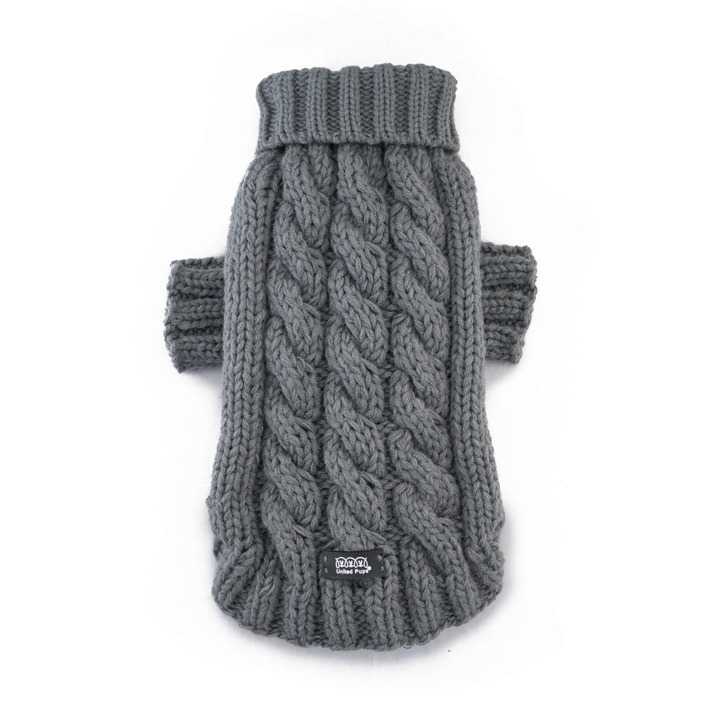 Modern Pups Gray Cable Sweater with Scarf by United Pups