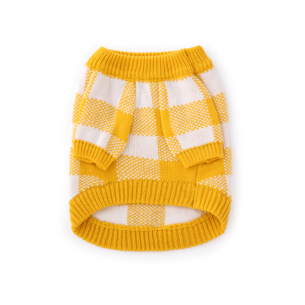 United Pups Chill Pups Yellow Plaid Sweater with Scarf