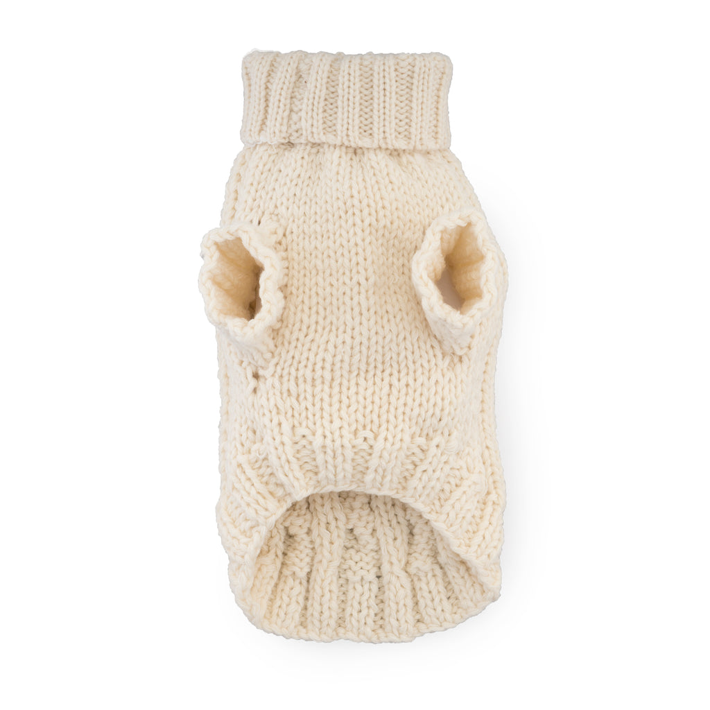 Modern Pups Ivory Cable Sweater with Scarf by United Pups