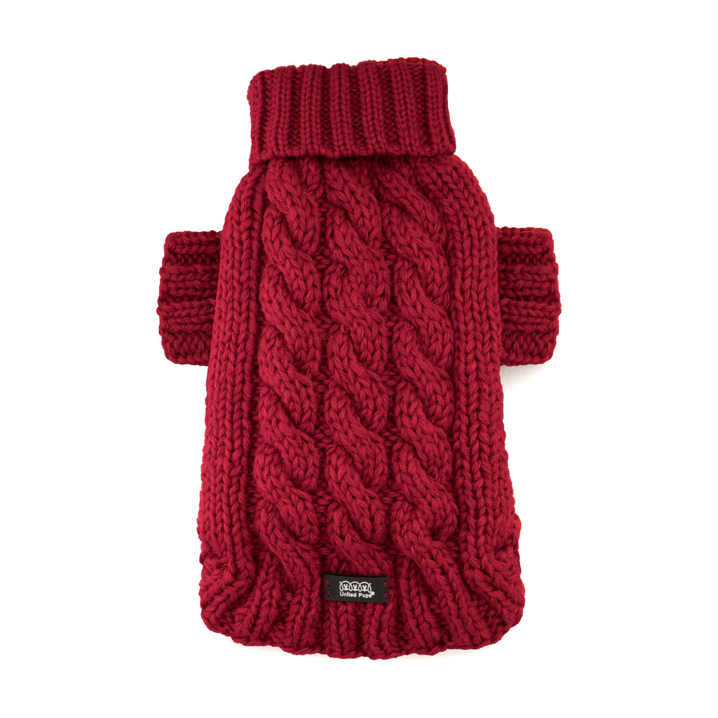 Cool Pups Crimson Cable Sweater with Scarf | United Pups