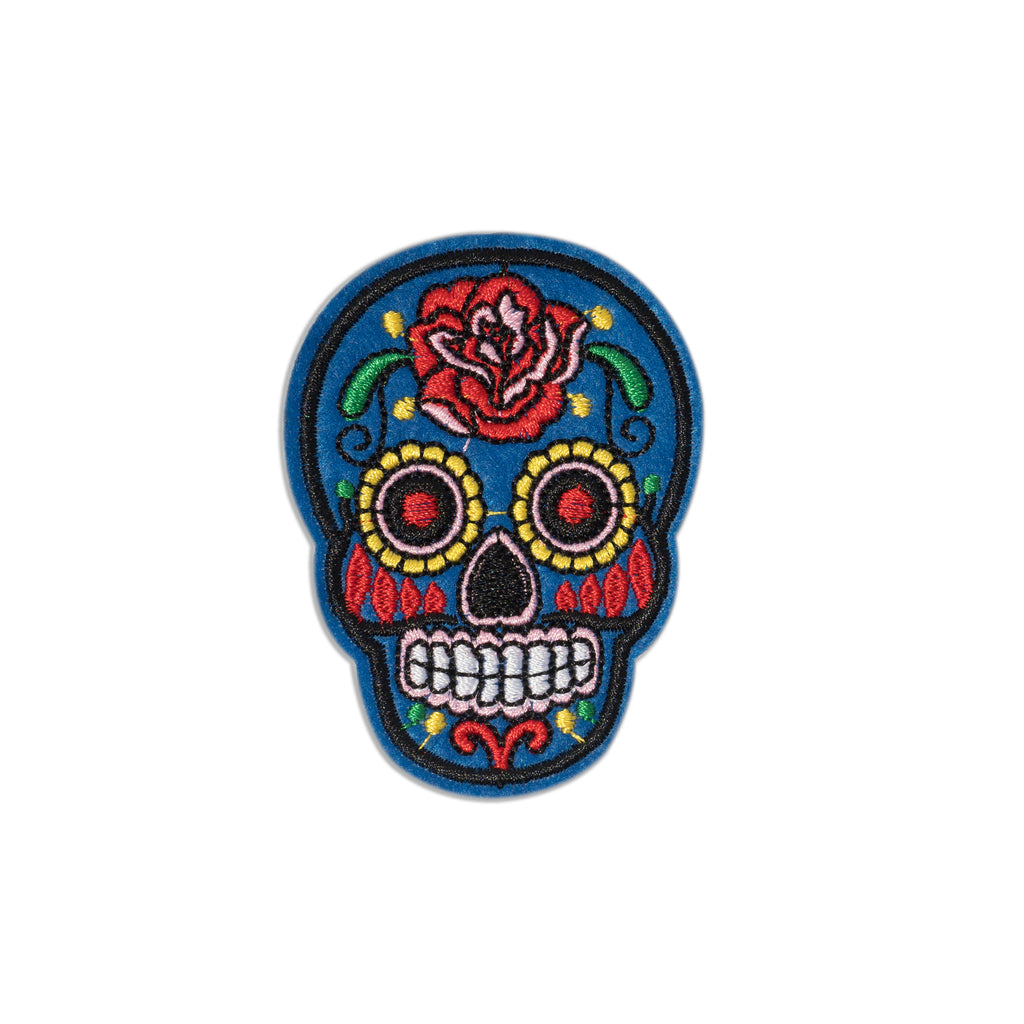 Cool Pups Iron-On Patches: Blue Skeleton Day of the Dead