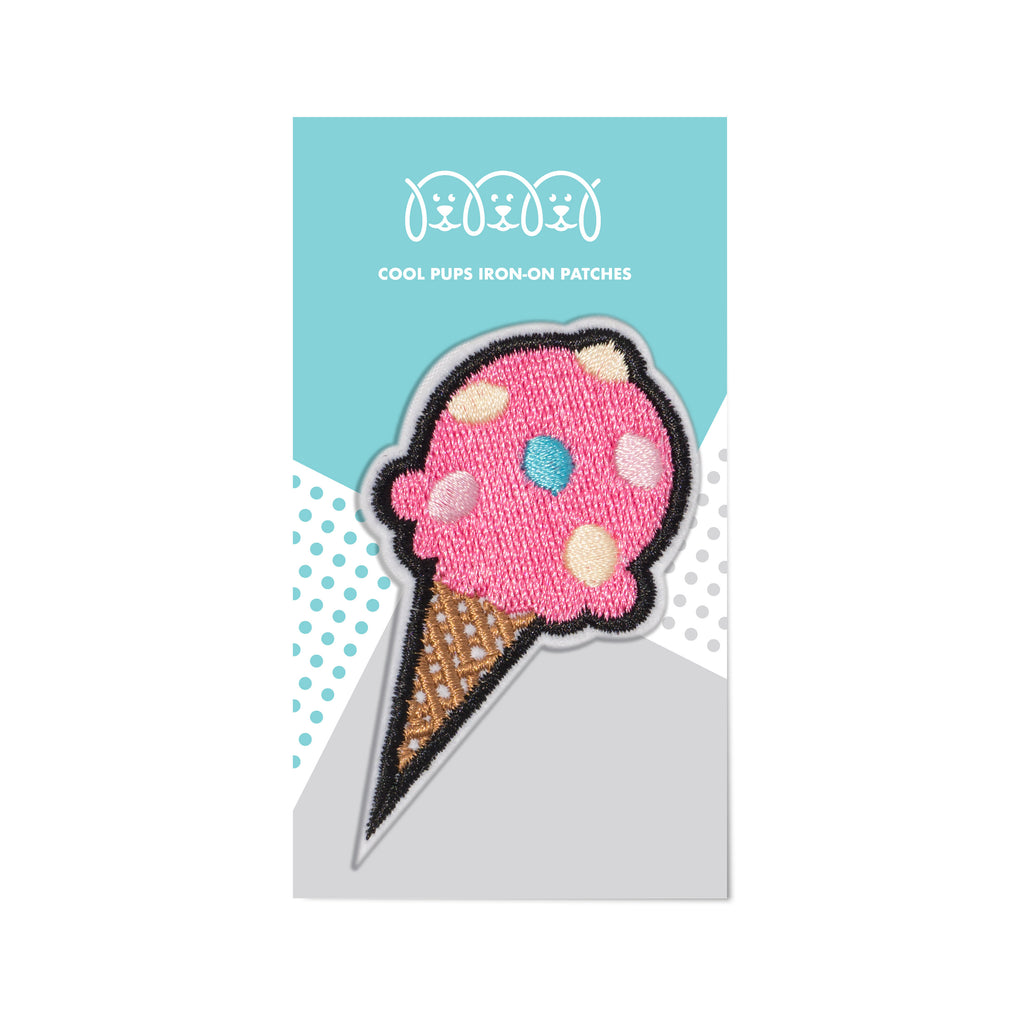 Cool Pups Iron-On Patches:  Ice-Cream Pink Sprinkles