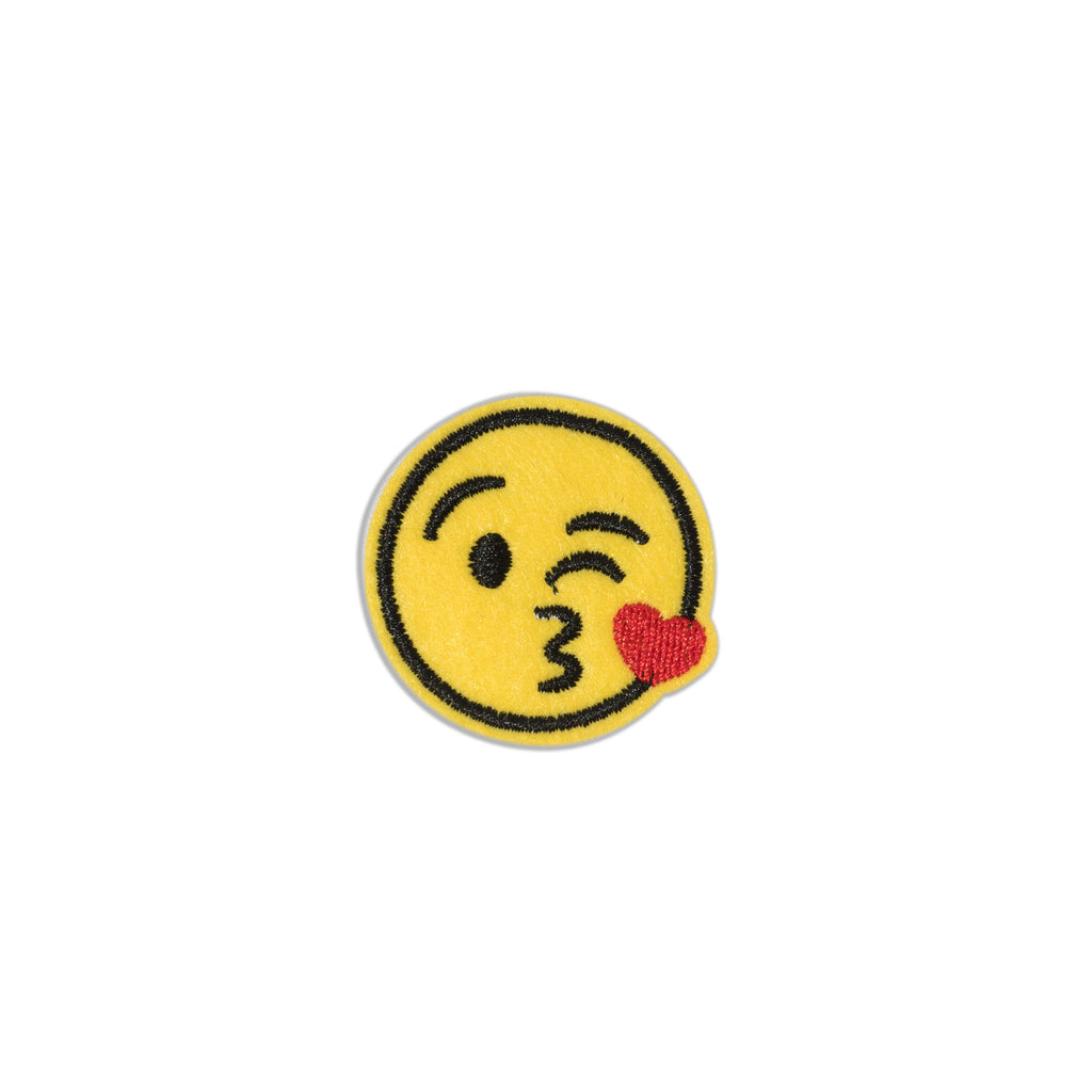 Cool Pups Iron-On Patches: Emoji Blow Kiss