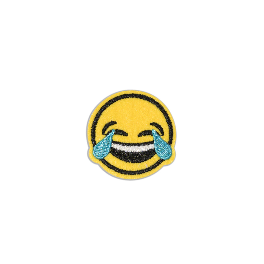 Cool Pups Iron-On Patches: Emoji Crying Laughing