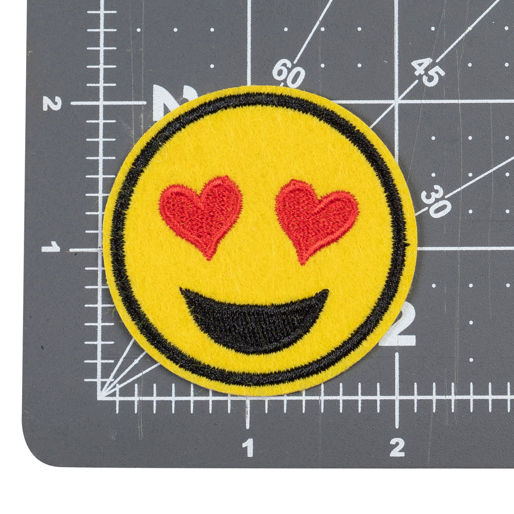United Pups Cool Pups Iron-On Patches: Emoji Heart Eyes Smiley