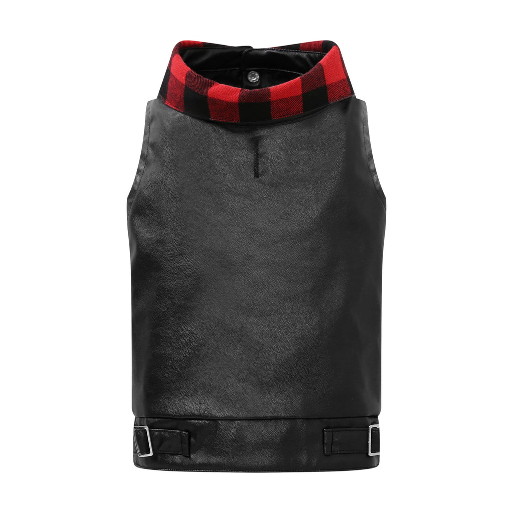 United Pups Buffalo Plaid Vegan Leather Vest for Dogs Back View